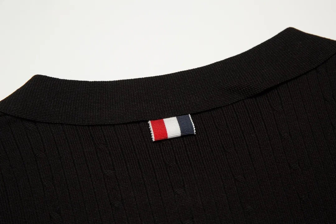 Thom Browne ➡️ POLO ， Retro Same Style Versatile : Black Size：M-3XL